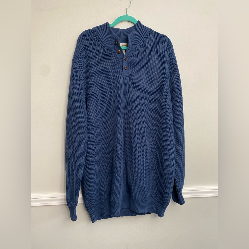 Vintage LL Bean Men’s Knit Cotton Henley Sweater - 2XLT‎